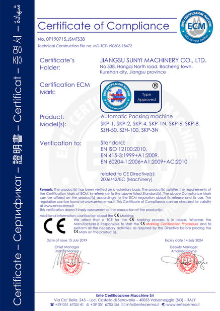 China Jiangsu Sunyi Machinery Co., Ltd. Certification